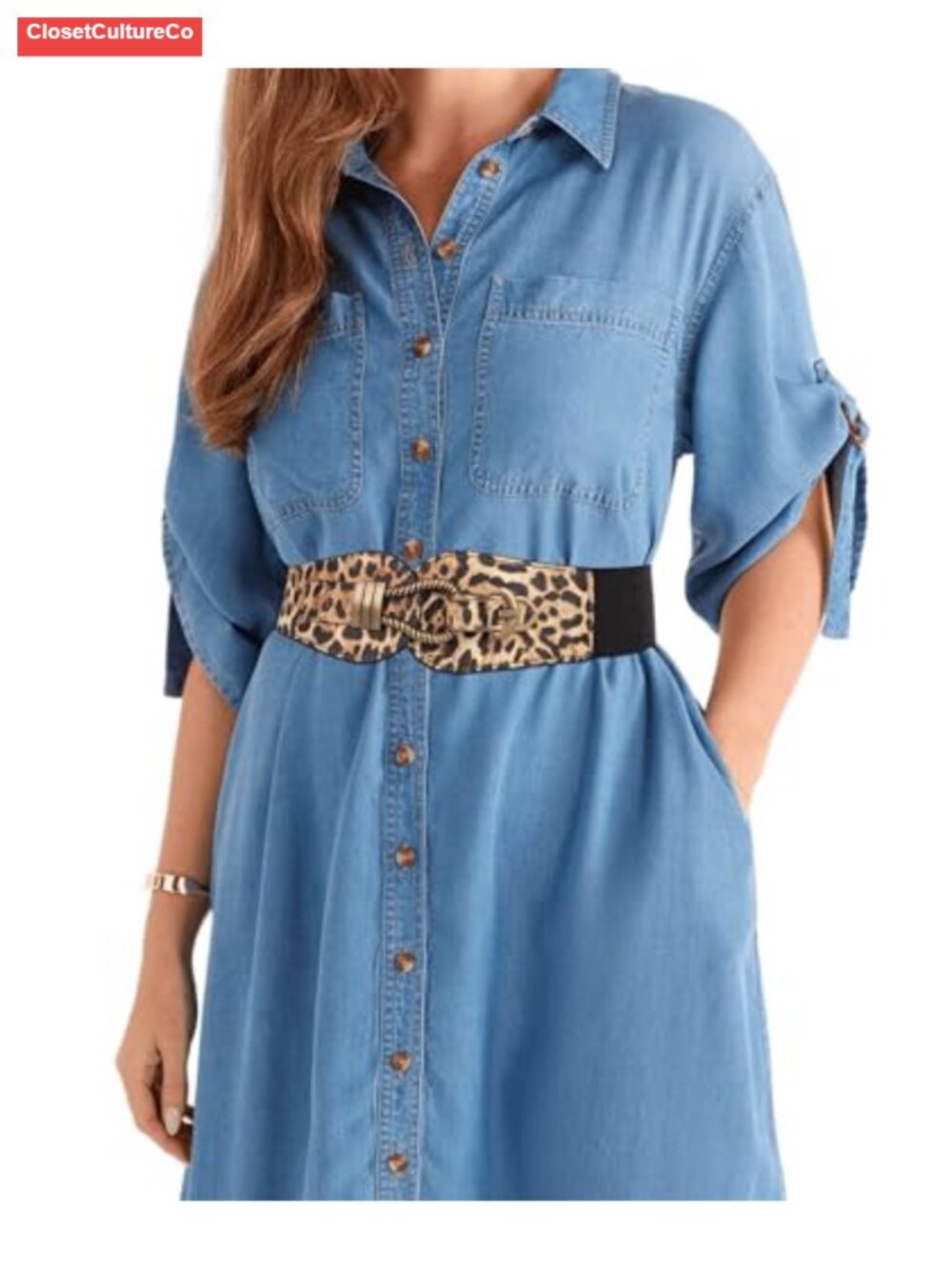Wide Elastic Belt Stretchy PU Leather Waistband for Dress Sweater